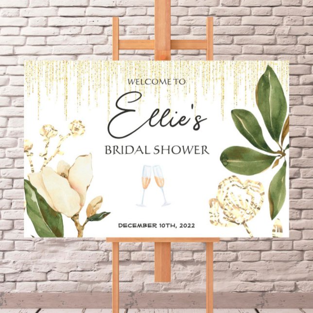 Frosted Winter - Gold - Bridal Shower Welcome Sign (Creator Uploaded)