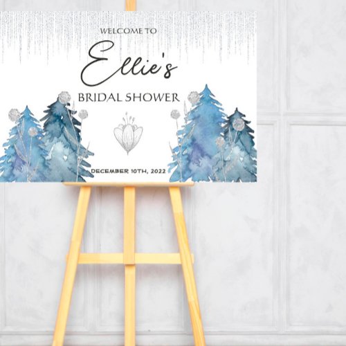 Frosted Winter _Silver_ Bridal Shower Welcome Sign
