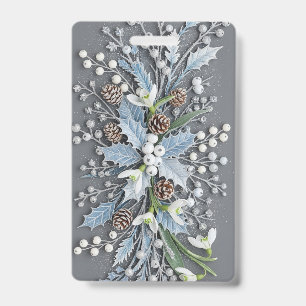 Frosted Winter Snowdrop Floral Arrangement Badge