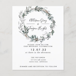 Frosted Wreath Wedding Invitation Budget Flyer
