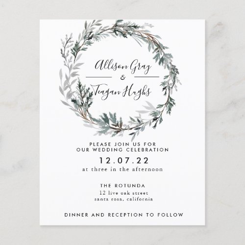 Frosted Wreath Wedding Invitation  Budget Flyer
