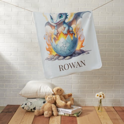 Frostfire Hatchling Baby Dragon Personalized  Baby Blanket
