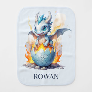 Frostfire Hatchling Baby Dragon Personalized Baby Burp Cloth