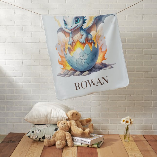 Frostfire Hatchling Baby Dragon Personalized  Blanket (In Situ)