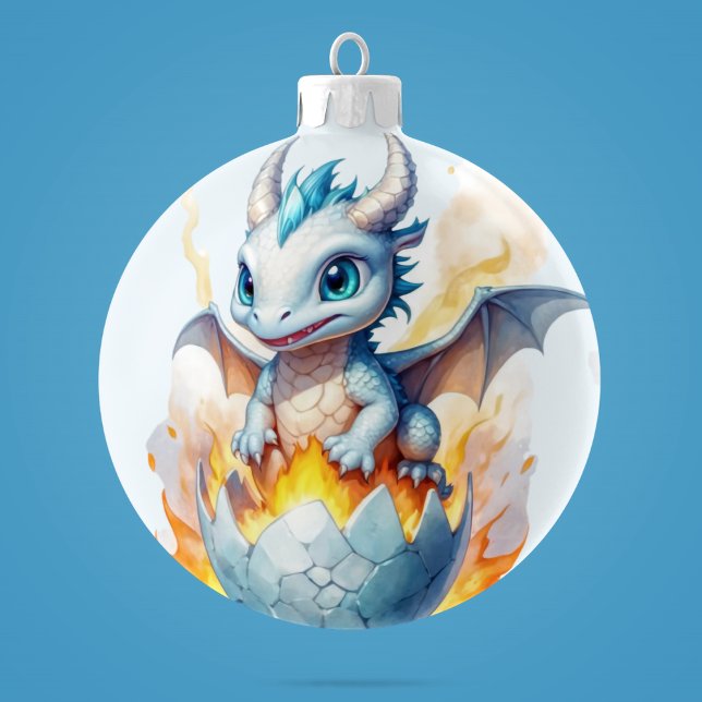 Frostfire Hatchling Personalized Dragon Ceramic Ornament (Creator Uploaded)