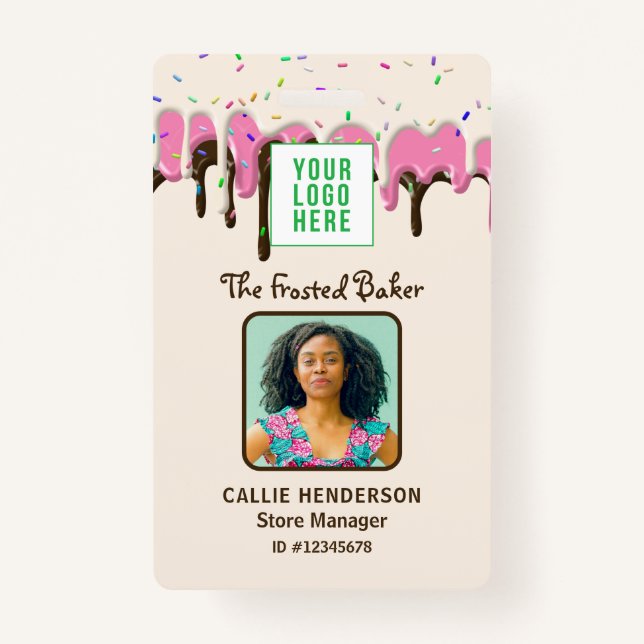 Frosting Pastry Bakery Logo Business Employee Badge (Front)