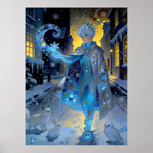 Frostmaker of a Moonlit Street – A Winter Portrait Poster (Front)