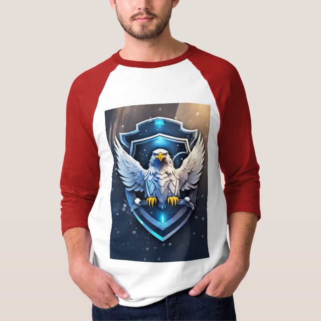Frostwing Alliance: Futuristic Eagle-Raven Emblem  T-Shirt (Front)