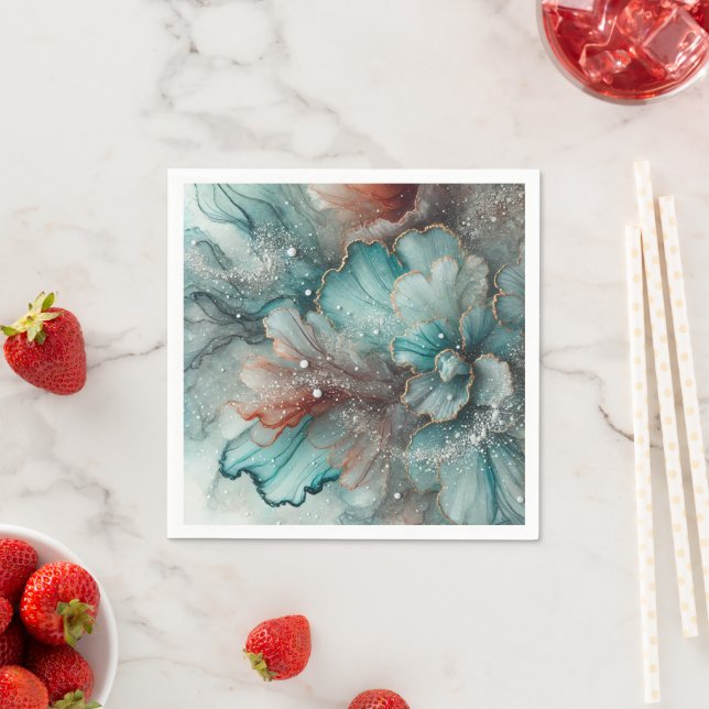 Frosty Autumn Morning Alcohol Ink Decoupage Paper Napkins (Insitu)