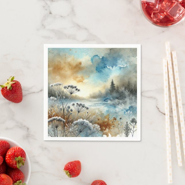 Frosty Autumnal Morning Watercolor Découpage Napkins (Insitu)