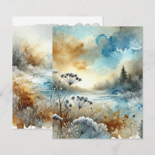 Frosty Autumnal Morning Watercolor Scrapbook Paper