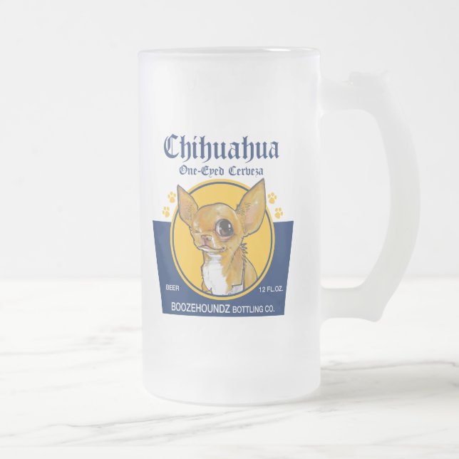 Frosty Beer Mug - One-Eyed Chihuahua Cerveza (Right)