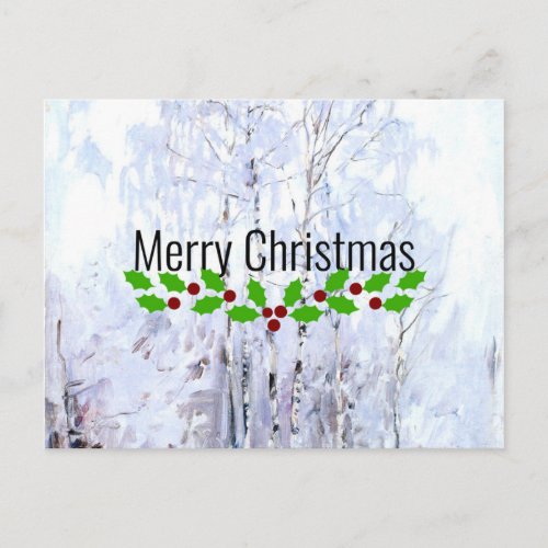 Frosty Birch Trees Christmas Greetings Postcard