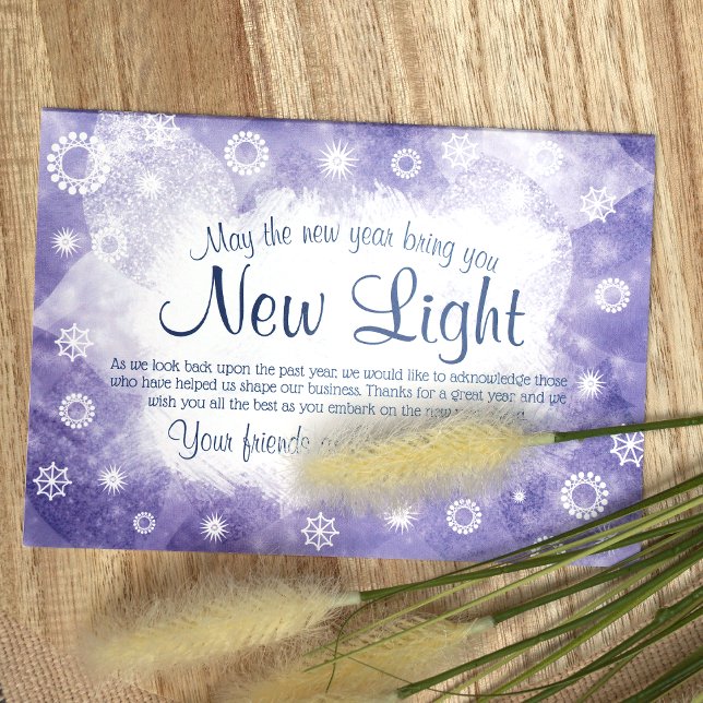 Frosty Blue Company Christmas Card (Blue Winter Snowflakes, Blue Logo Company Holiday Christmas Card)