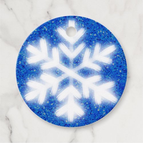 Frosty blue North Pole snowflakes  sparkling snow Favor Tags