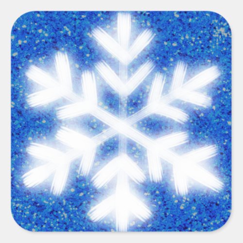 Frosty blue North Pole snowflakes  sparkling snow Square Sticker