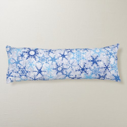 Frosty Blue Snowflakes Body Pillow