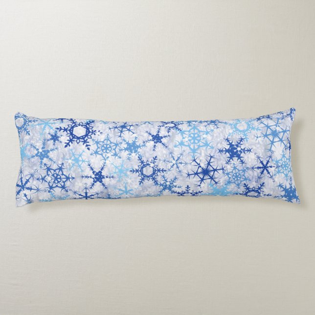 Frosty Blue Snowflakes Body Pillow (Back)