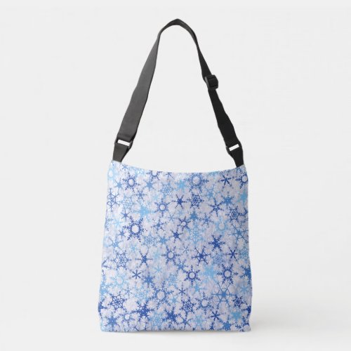 Frosty Blue Snowflakes  Crossbody Bag