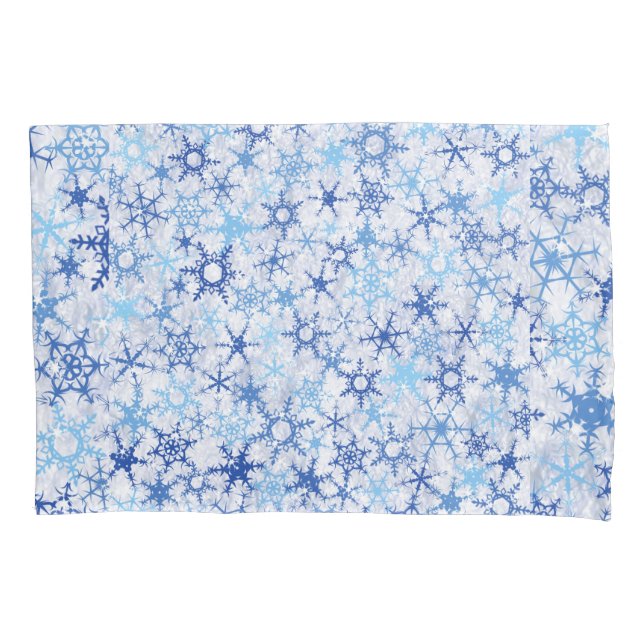 Frosty Blue Snowflakes Pattern Pillow Case (Front)