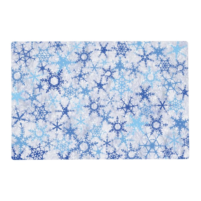 Frosty Blue Snowflakes Placemat (Front)