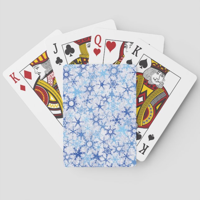 Frosty Blue Snowflakes Poker Cards (Back)