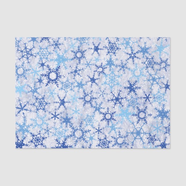 Frosty Blue Snowflakes Tissue Paper (Front)