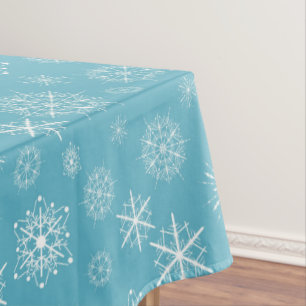 Frosty Blue Snowflakes Winter Holidays Celebration Tablecloth