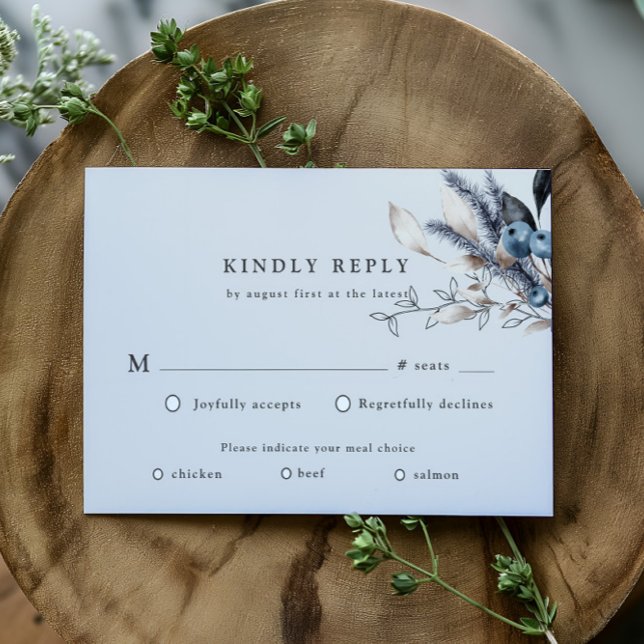 Frosty Blue Winter Floral RSVP Response Card (Creator Uploaded)