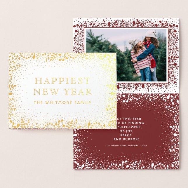 Frosty Branches Holiday Photo Foil Card (Display)