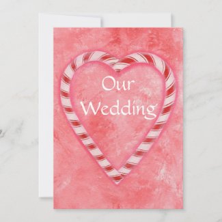 Frosty Candy Cane Christmas Wedding Invitations