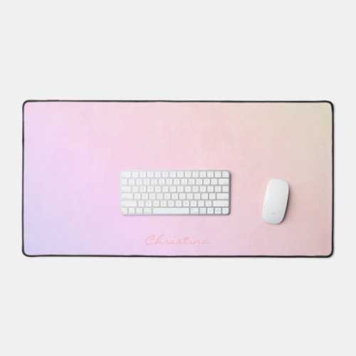 Frosty Champagne Pink Peach Purple Ombr with Name Desk Mat
