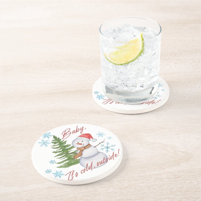 Frosty Cheer Snowman Coaster Set (Side)