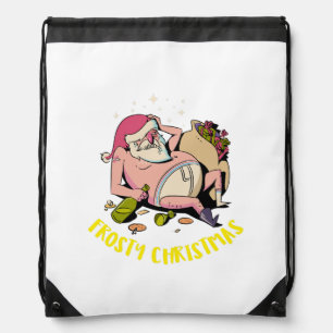 Frosty Christmas Drawstring Bag