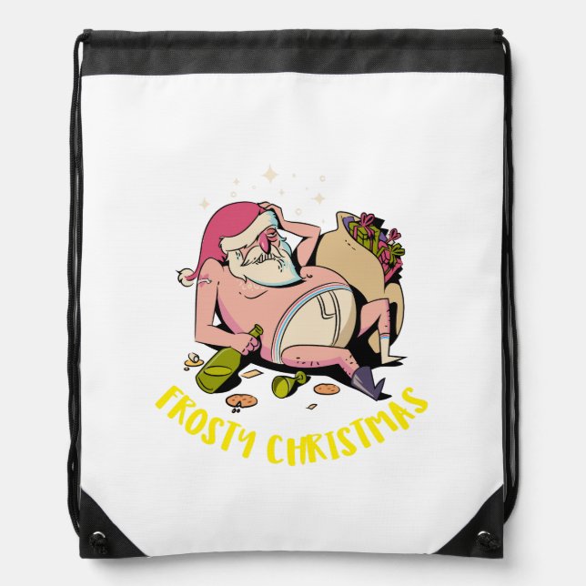 Frosty Christmas Drawstring Bag (Front)