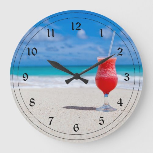 Frosty Drink on the Beach Large Clock