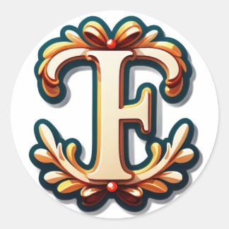 : Frosty E Winter Monogram Classic Round Sticker