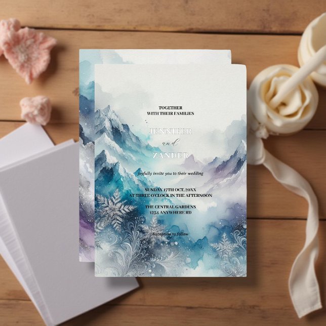 Frosty Elegance Modern Watercolor Icy Silver  Foil Invitation (Creator Uploaded)