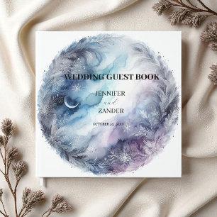 Frosty Elegance Wedding Modern Watercolor Icy  Guest Book