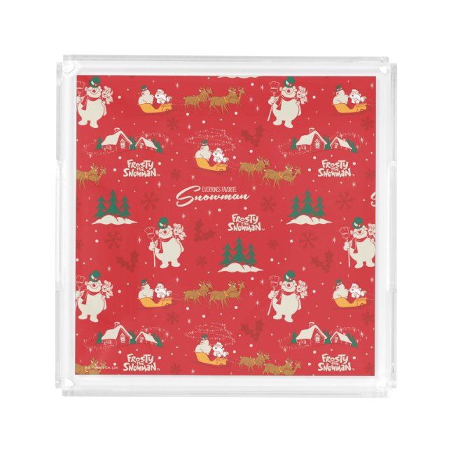 Frosty - Everyone's Favorite Snowman Pattern Acrylic Tray (Front)