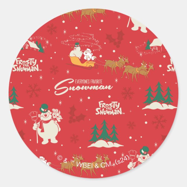 Frosty - Everyone's Favorite Snowman Pattern Classic Round Sticker (Front)