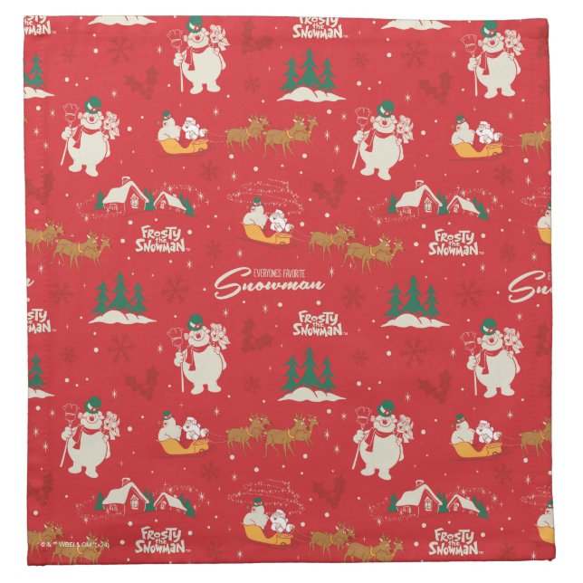 Frosty - Everyone's Favorite Snowman Pattern Cloth Napkin (Front)