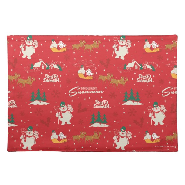 Frosty - Everyone's Favorite Snowman Pattern Cloth Placemat (Front)