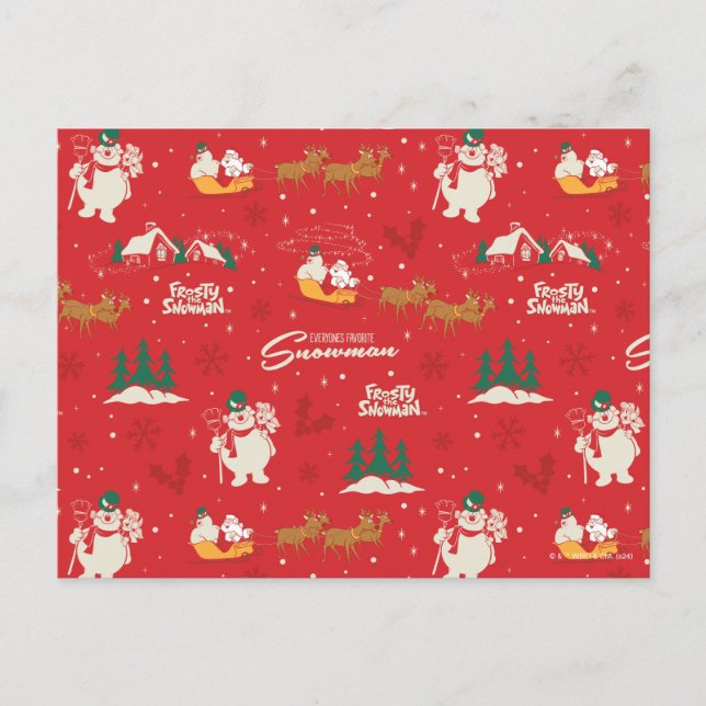 Frosty - Everyone's Favorite Snowman Pattern Holiday Postcard (Front)