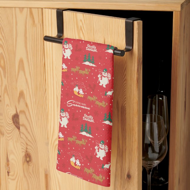 Frosty - Everyone's Favorite Snowman Pattern Kitchen Towel (Thirds Fold)
