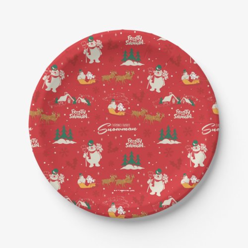 Frosty _ Everyones Favorite Snowman Pattern Paper Plates