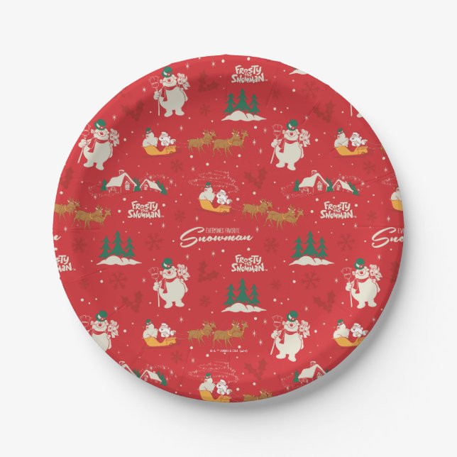 Frosty - Everyone's Favorite Snowman Pattern Paper Plates (Front)