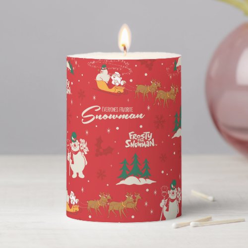 Frosty _ Everyones Favorite Snowman Pattern Pillar Candle