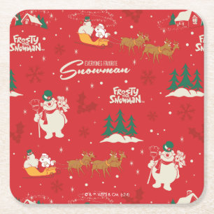 Frosty - Everyone's Favorite Snowman Pattern Square Paper Coaster
