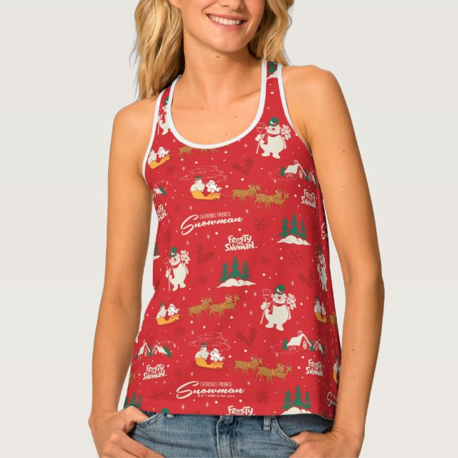 Frosty - Everyone's Favorite Snowman Pattern Tank Top (Front)